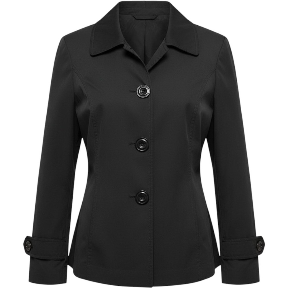 Ellen Tracy Black Button Front Jacket Size S Pleated Back Professional Blazer